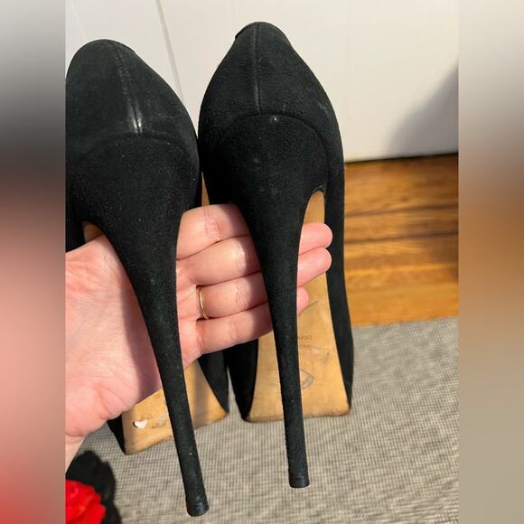 Giuseppe Zanotti Liza ultra high platform heels black suede peep toe luxury - Picture 7 of 11